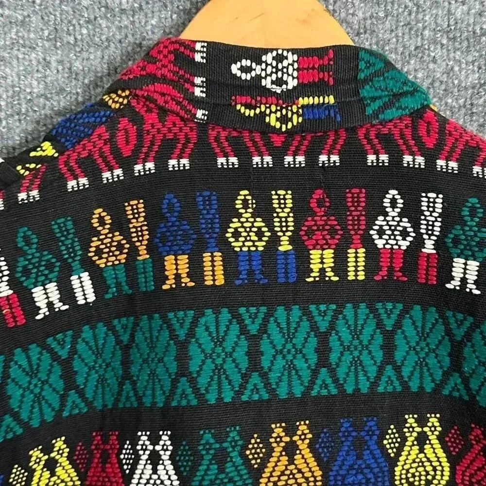 Vintage Artes Guatemattecas Jacket Womens Medium Cropped Hand Woven Wearable Art - Picture 9 of 16